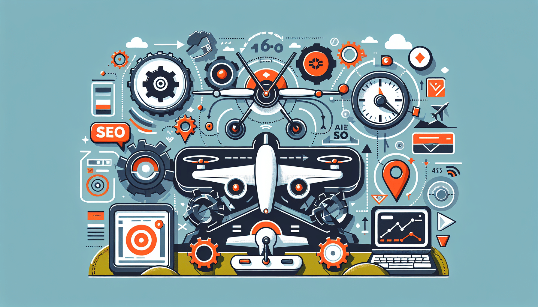 Illustration showing AI and SEO technologies shaping automation trends for marketing teams in 2025.