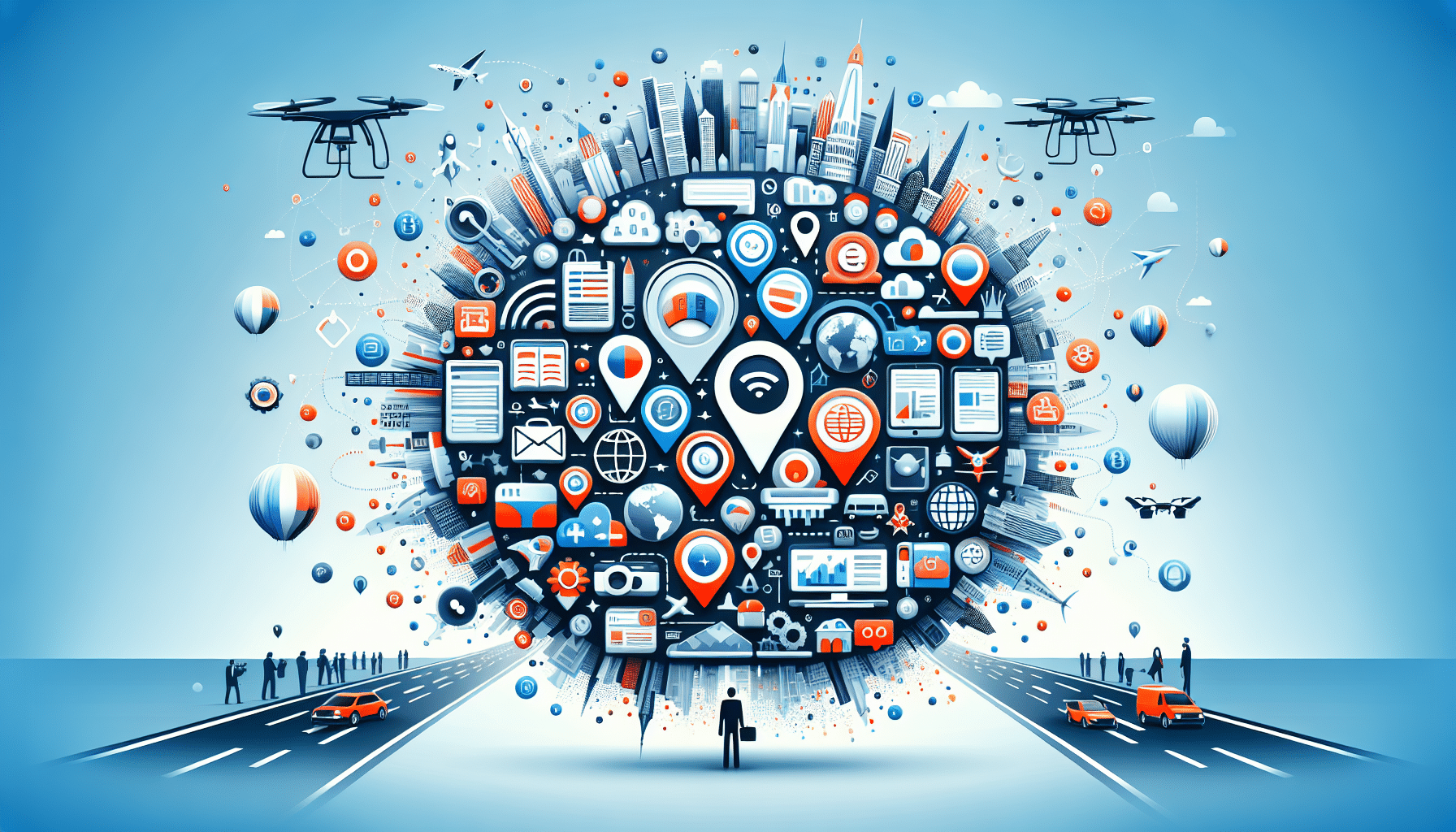 A detailed, photorealistic image depicting a global network for localized SEO with country highlights and digital connectivity.