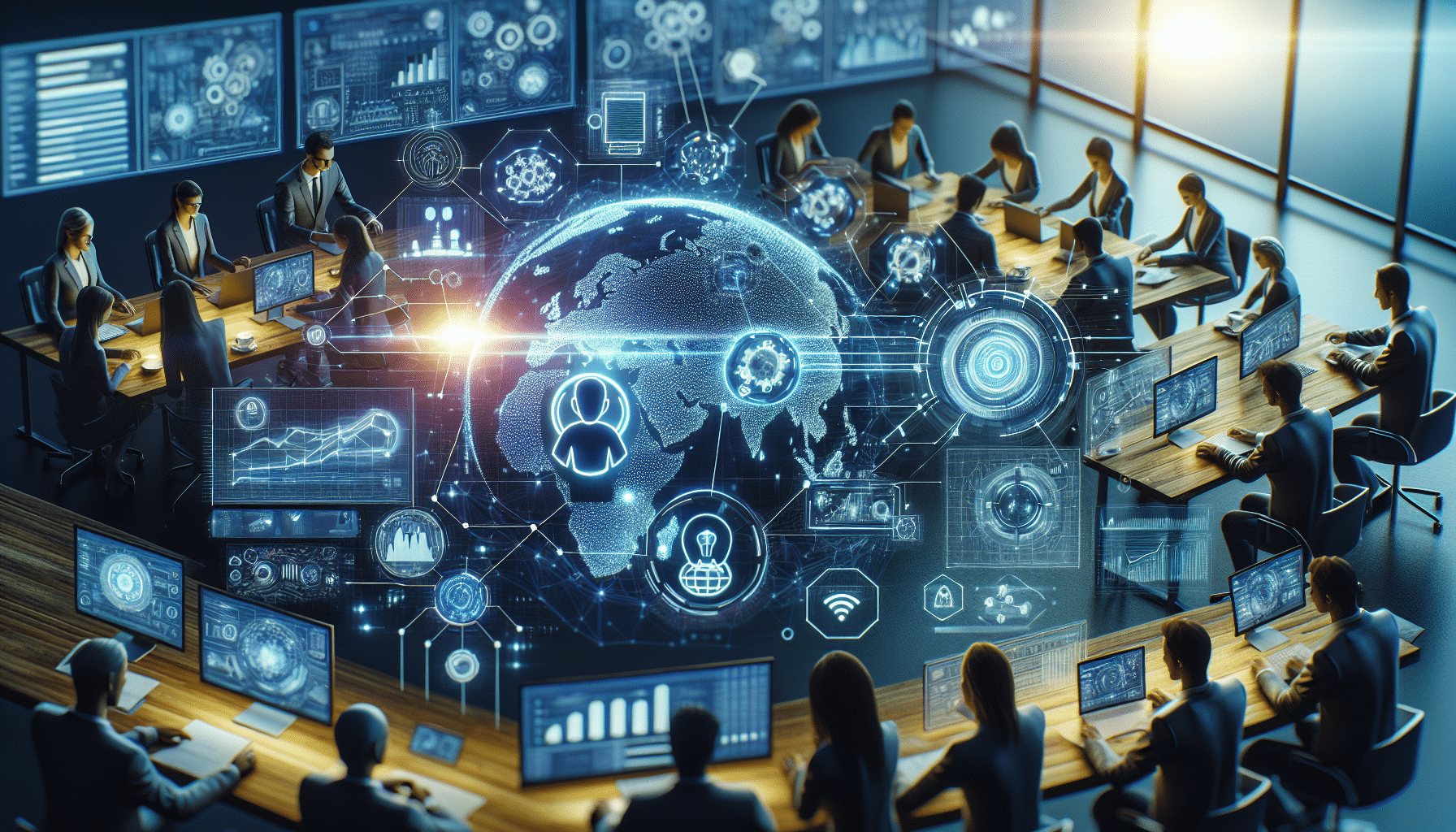 An infographic illustrating the strategies for enhancing global marketing campaigns using AI technologies.