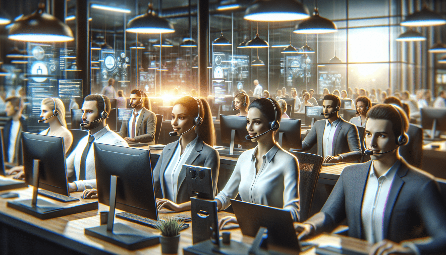 Customer support agents utilizing AI tools for handling multilingual inquiries.