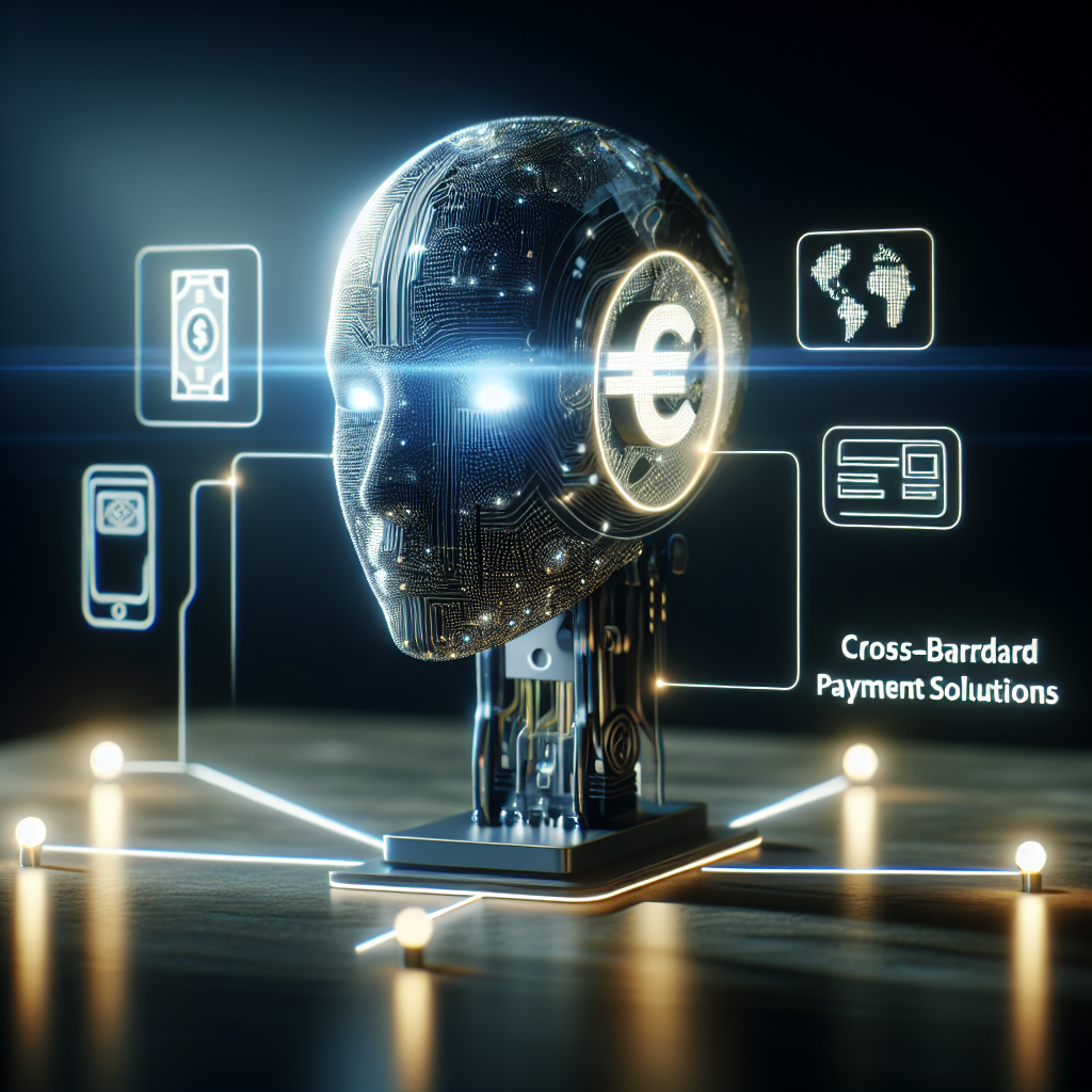 An illustration showing the integration of AI in cross-border payment systems, emphasizing technology and finance.