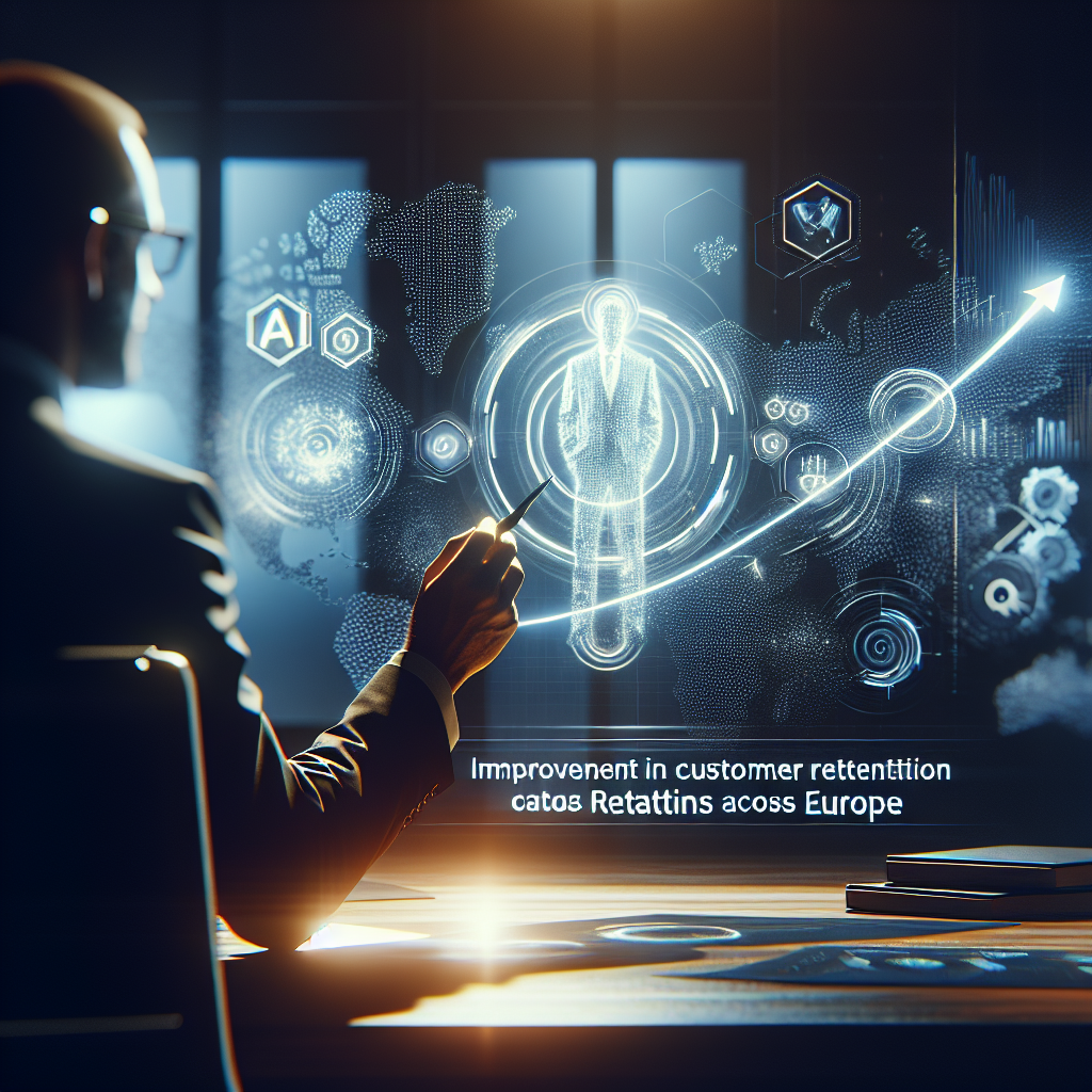 A professional setting showing AI analytics in action to improve customer retention across Europe.