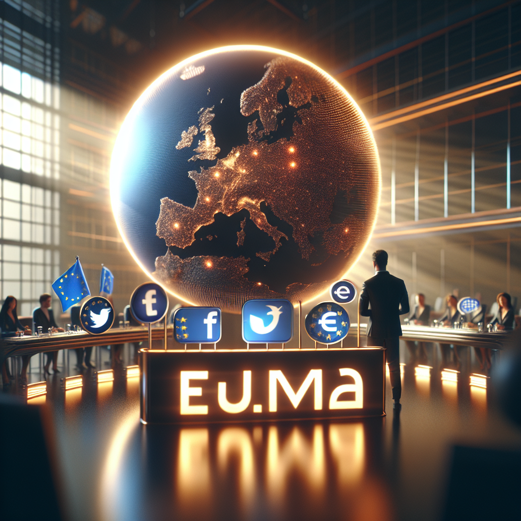 A vibrant graphic illustrating social media strategies for European markets with diverse cultures and languages.