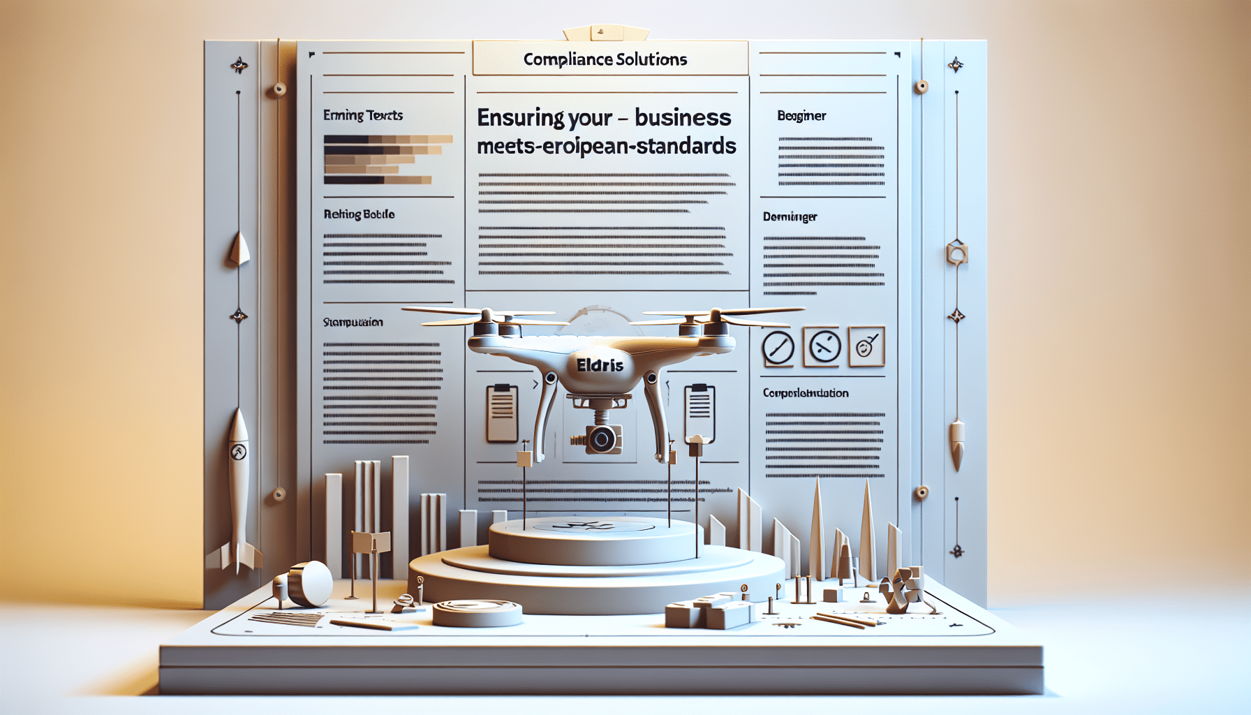 Graphic showing EU regulation icons, GDPR shield, and AI law documents representing eldris-compliance-solutions-ensuring-your-business-meets-european-standards.