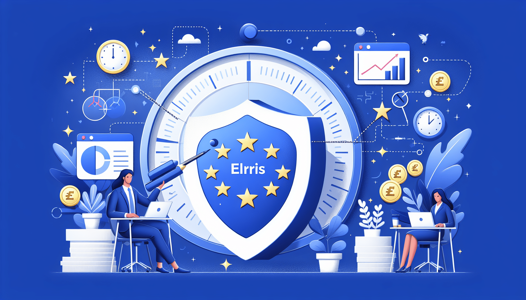 Illustration of leveraging Eldris for competitive EU market edge using compliance automation and multilingual content strategy.