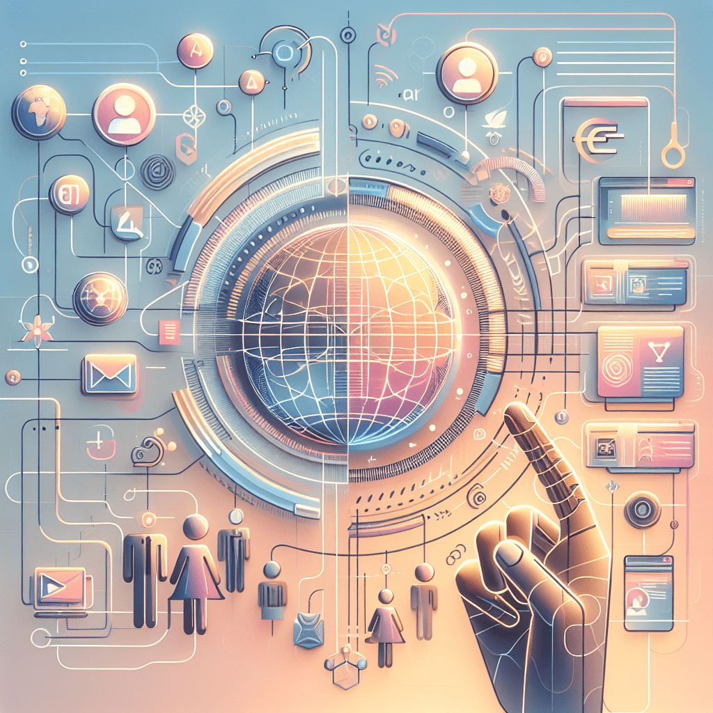 An AI-based dashboard optimizing multilingual content automation for global branding with international language visuals.