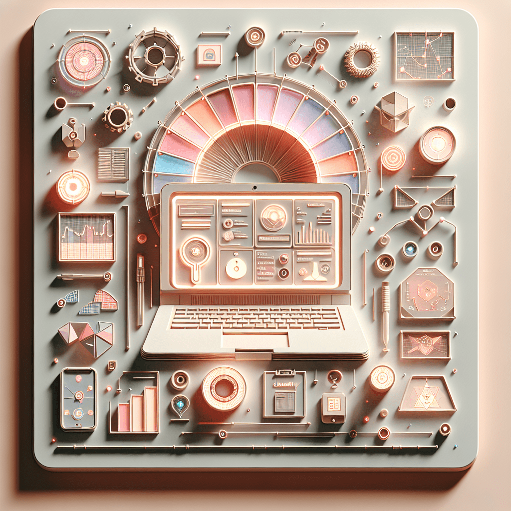SEO Automation dashboard with AI blogging tools and keyword analytics visualized on a laptop in a modern workspace, 2025 setting.