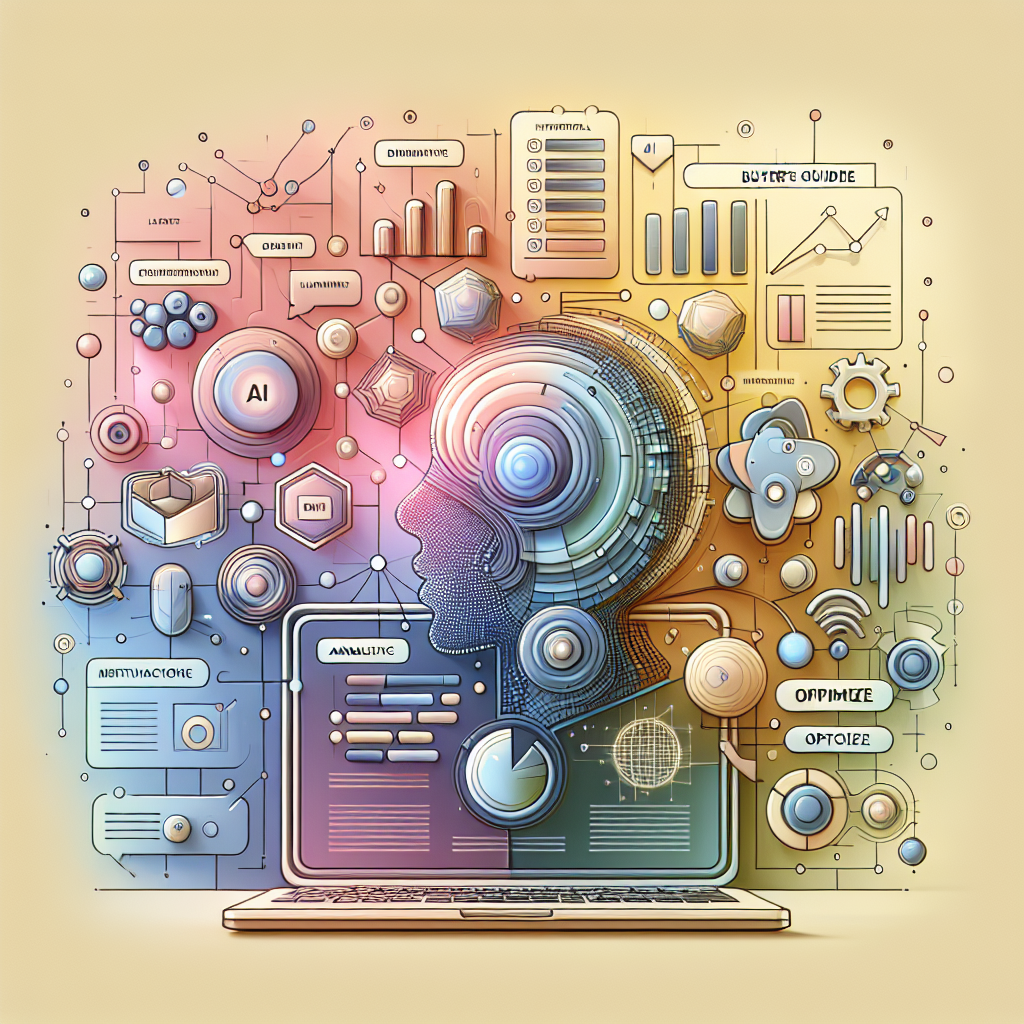 A visual guide showing SEO automation using Eldris, with analytics dashboards, buyer checklists, and digital marketing data interfaces.