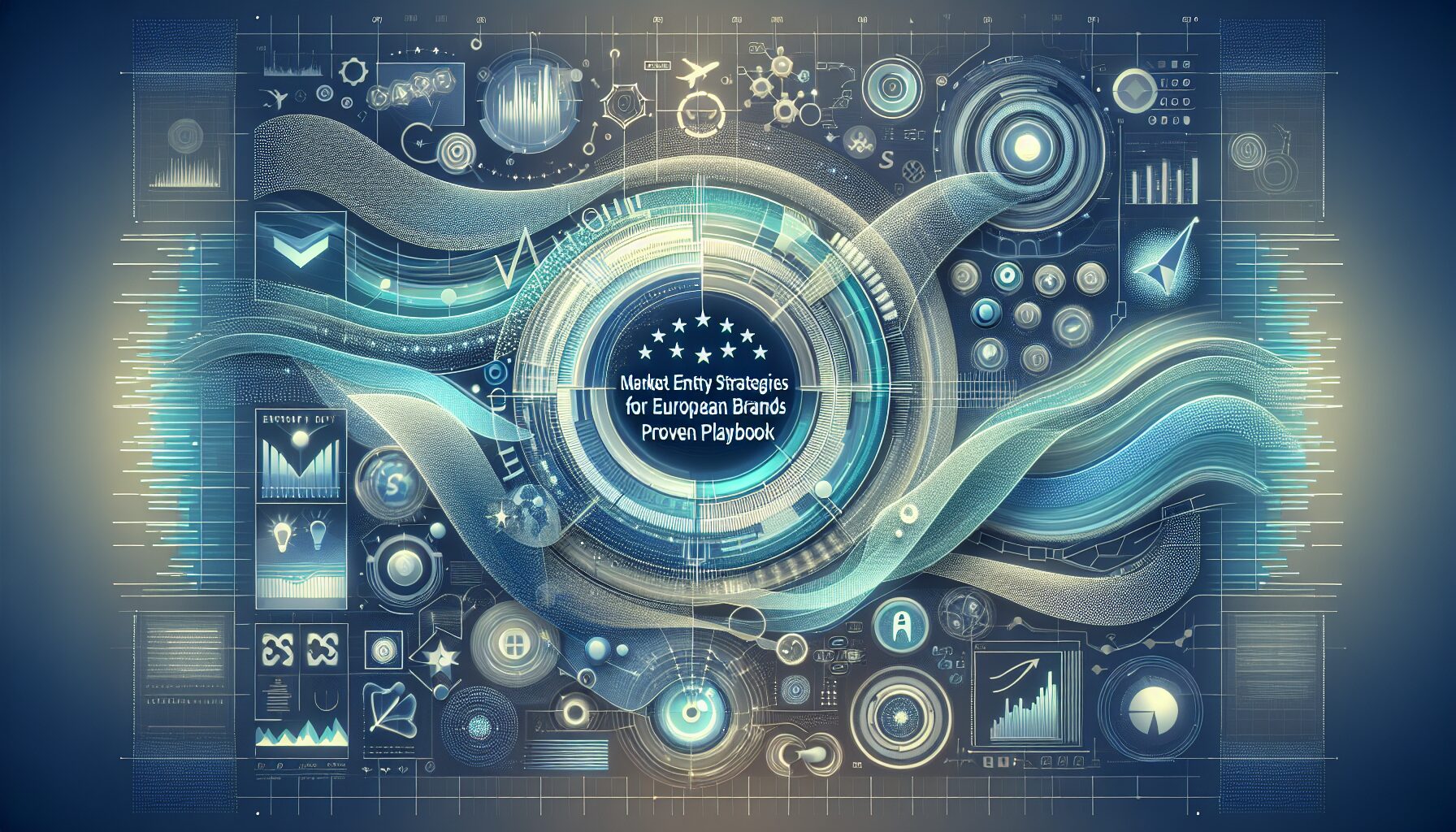 Illustration depicting market entry strategies for European brands including localization, digital marketing, and regulatory compliance concepts.