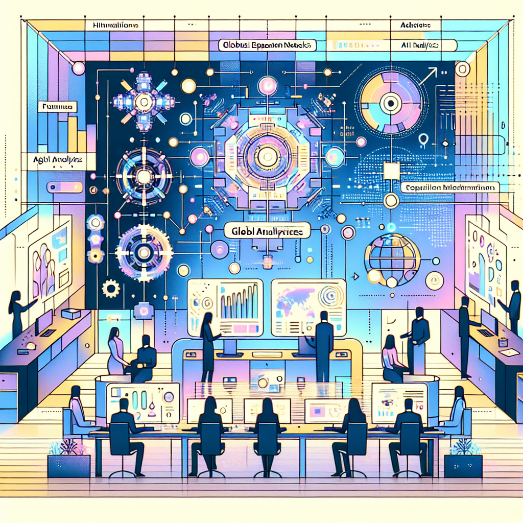 Business team analyzing AI Business Tools on a digital platform to explore global expansion opportunities in 2025.