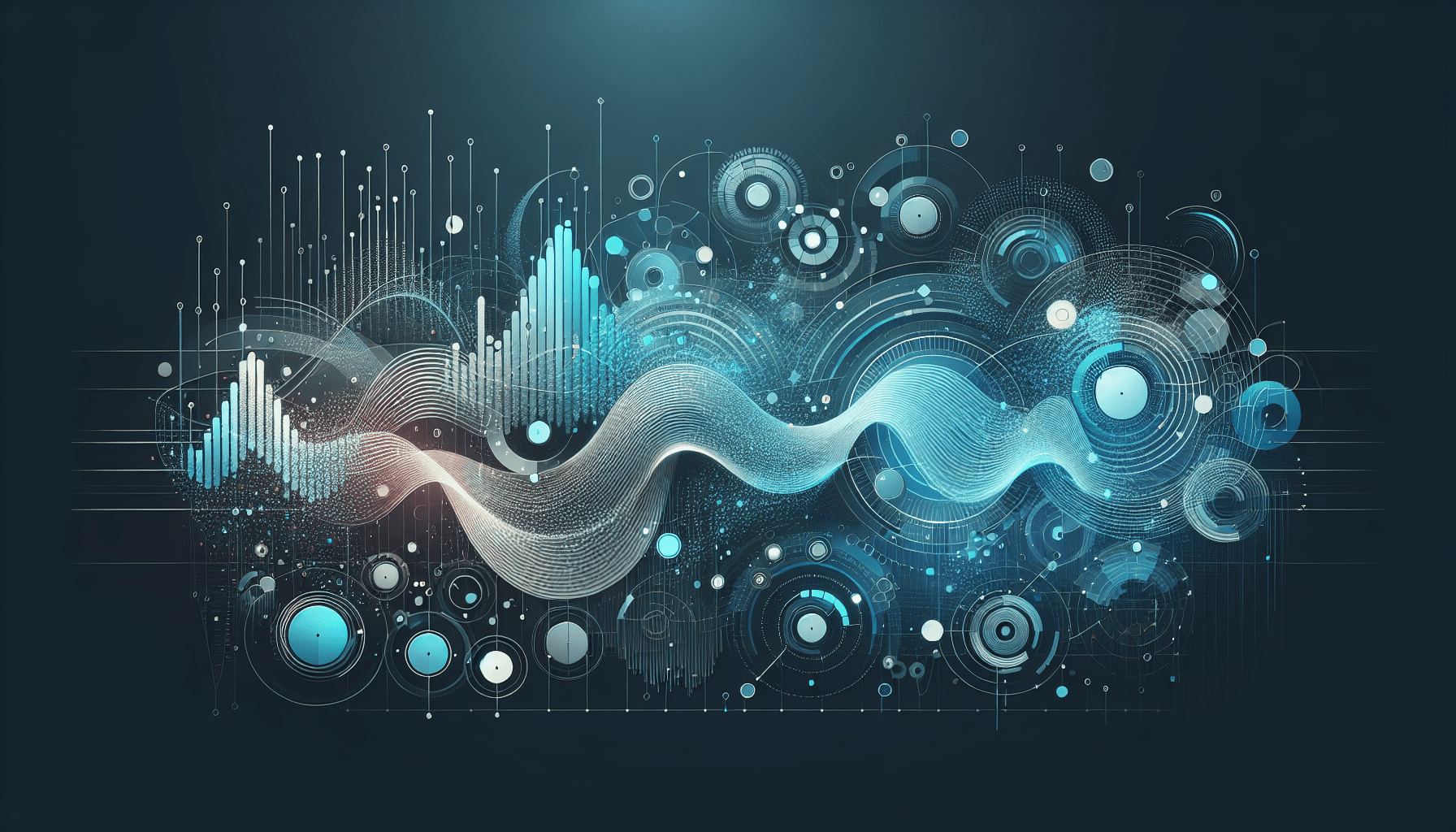 Illustration of AI blogging tools automating SEO content creation process with data graphs and blog structure elements.