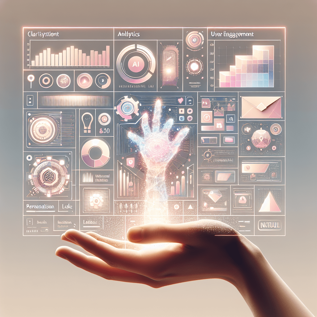 Dashboard visual showing AI-enhanced user experience via real-time engagement metrics and content personalization tools.