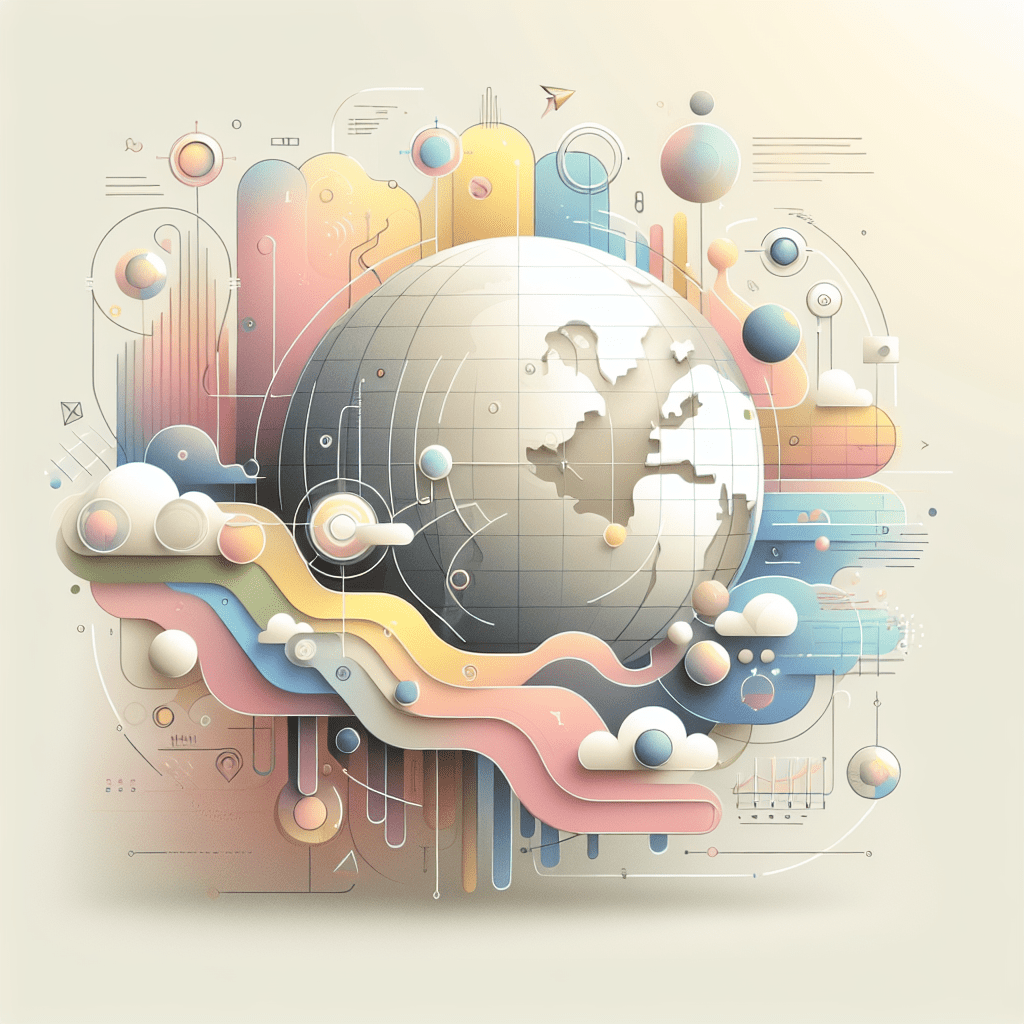 Brand Expansion visual showing a company's digital growth across continents with SEO and localization graphics.