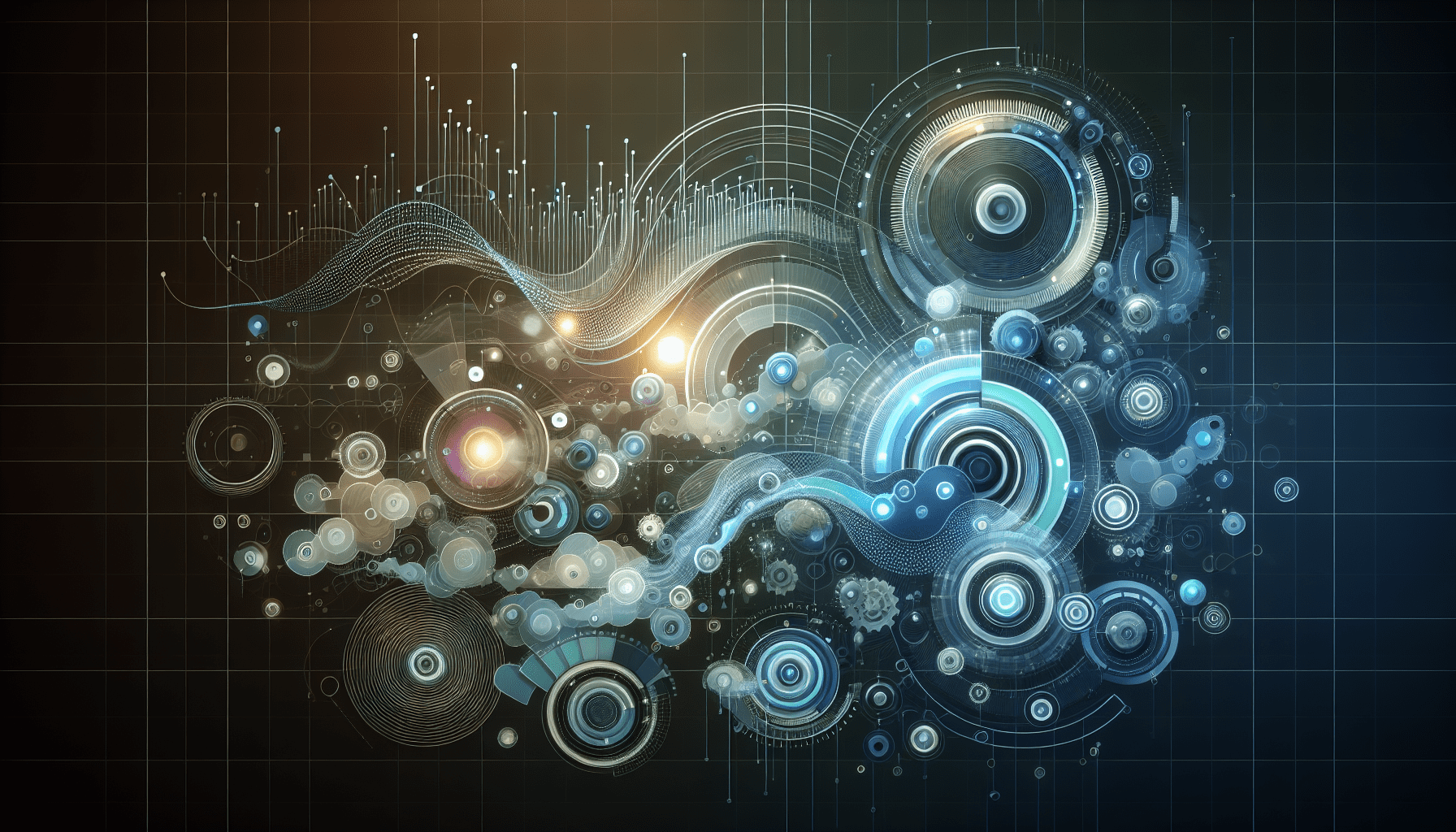 AI automating product listings with upgraded SEO fields, dashboard UI with rising analytics for ecommerce performance.