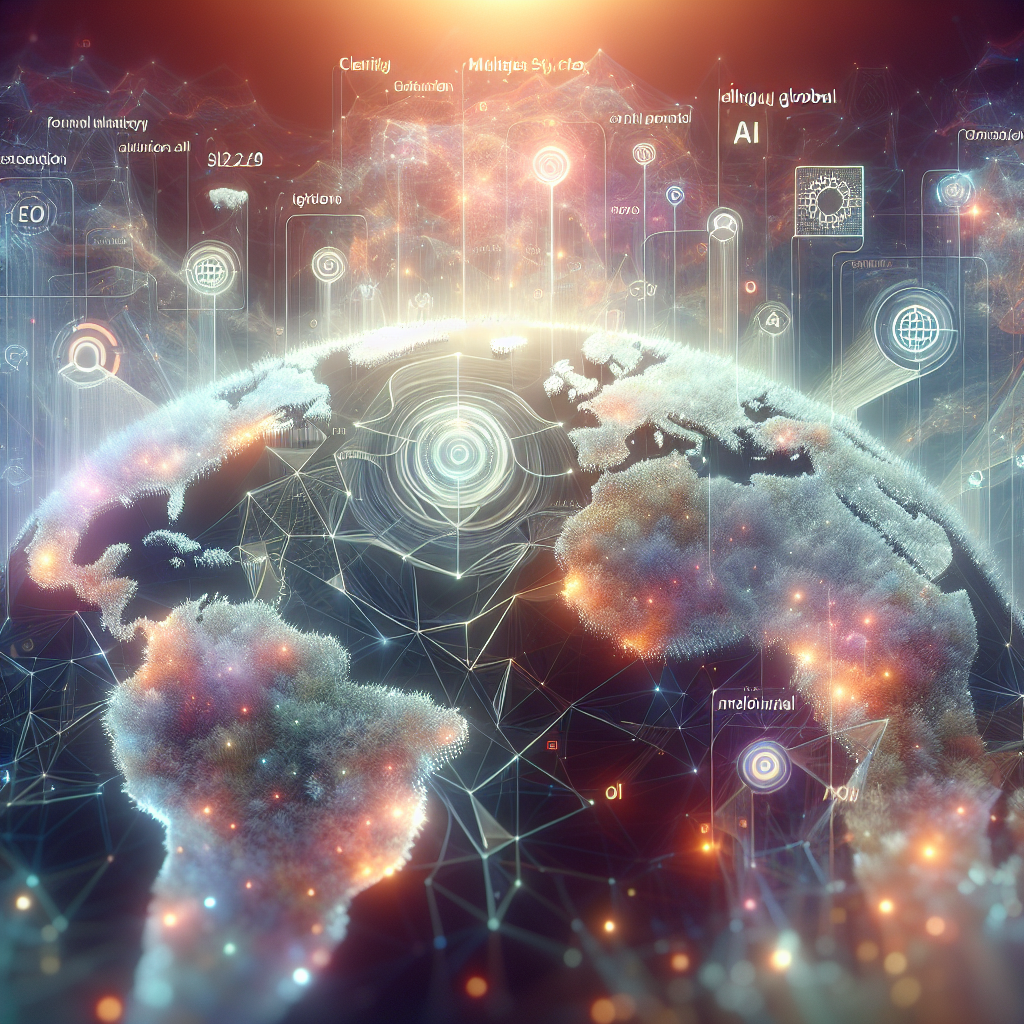 AI-enhanced map showcasing multilingual websites linked across continents, representing digital expansion and SEO automation.