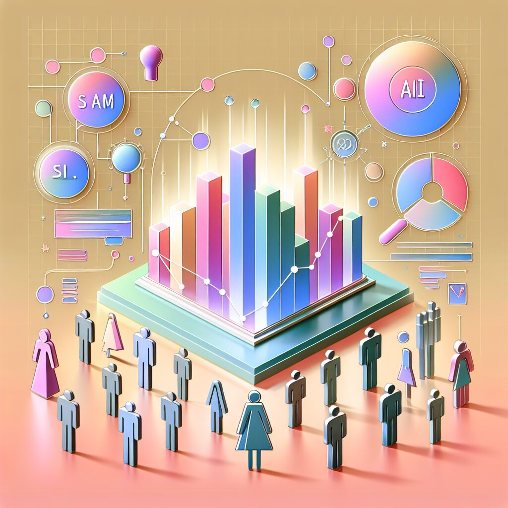 Illustration of AI-generated content creating SEO-rich articles and boosting web traffic across global markets.