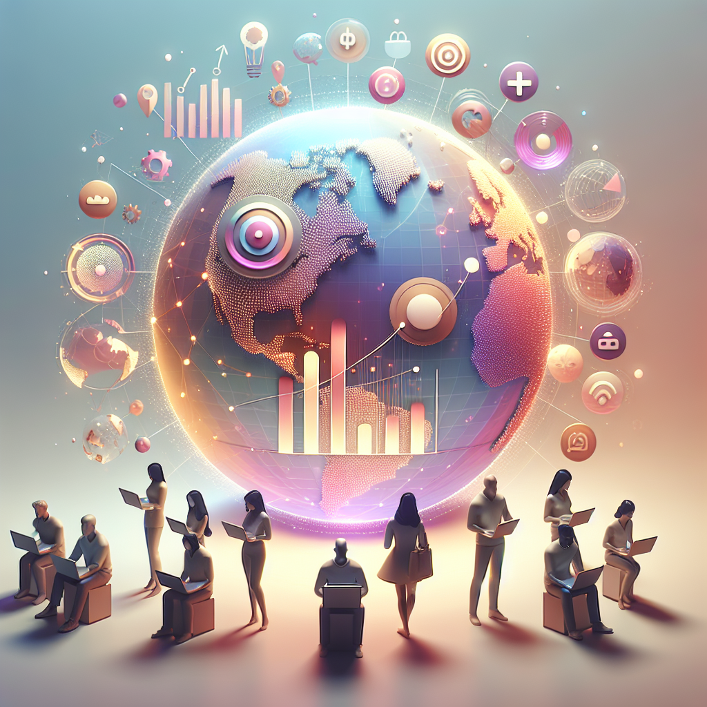 A visual representation of International SEO strategies driving revenue growth with Eldris, highlighted with multilingual users and global data charts.