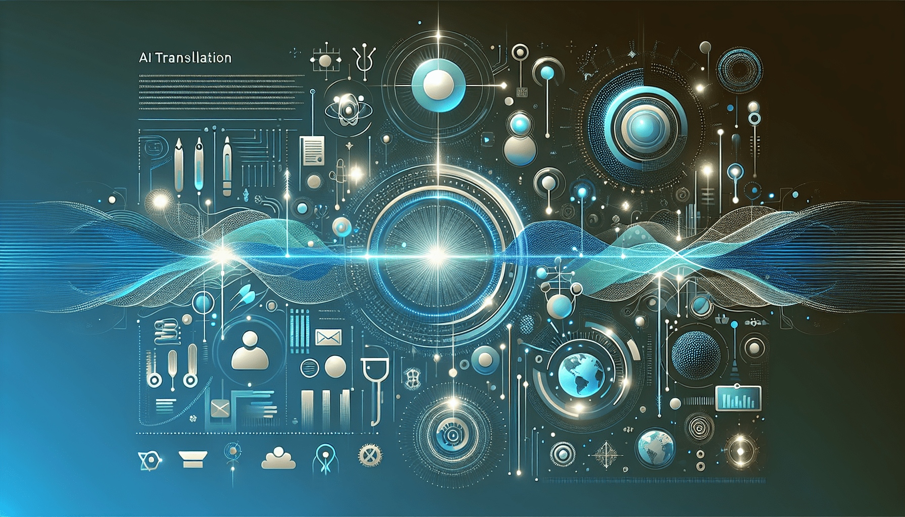 Illustration showing how AI Translation tools process multilingual data efficiently and accurately across various devices.
