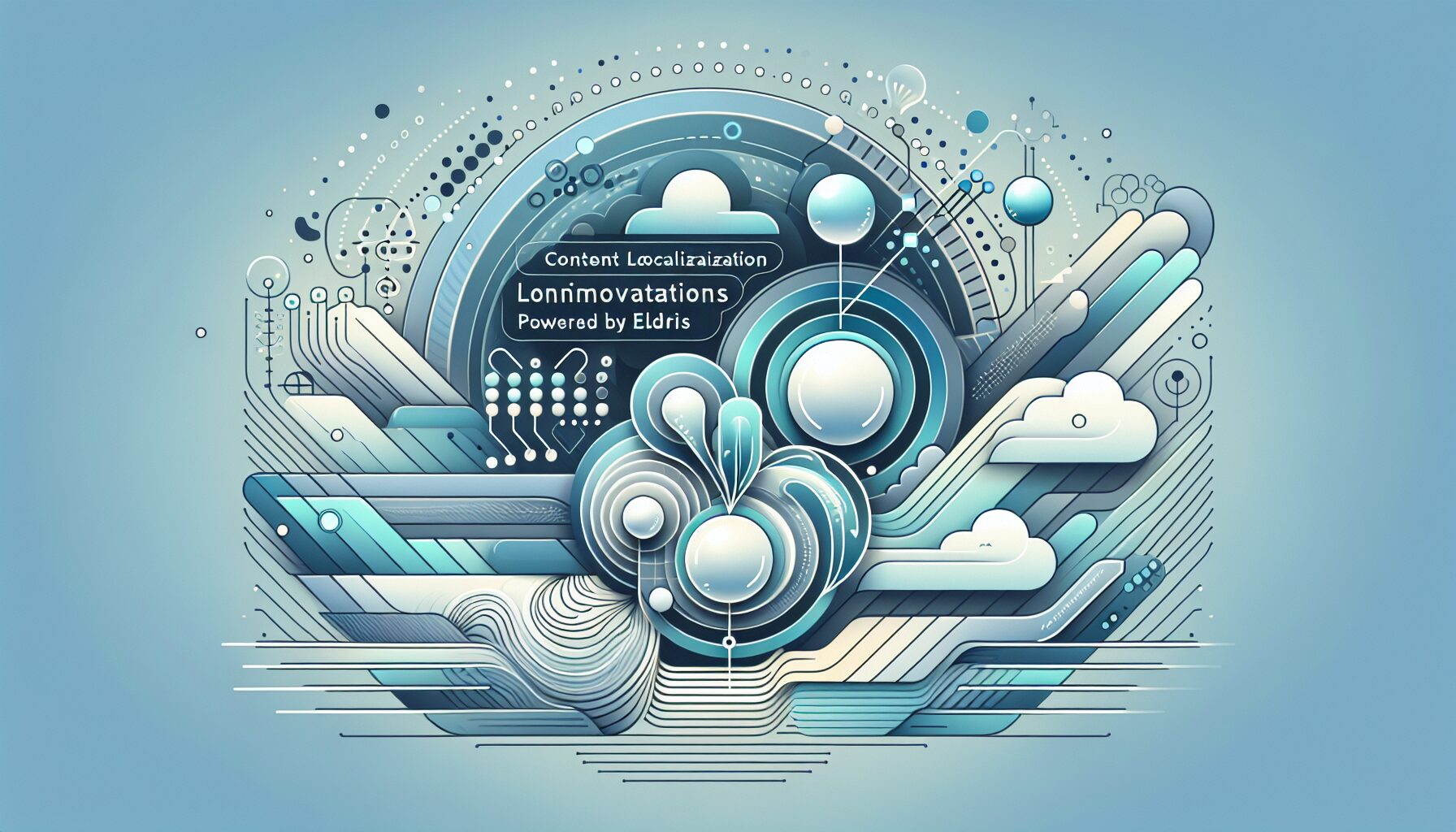 Illustration showing AI-powered content localization processes enabling multilingual support for global users using Eldris.