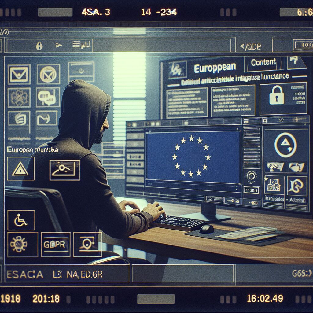 AI-powered website cloning process for Europe shown with multilingual content, EU country flags and compliance standards.