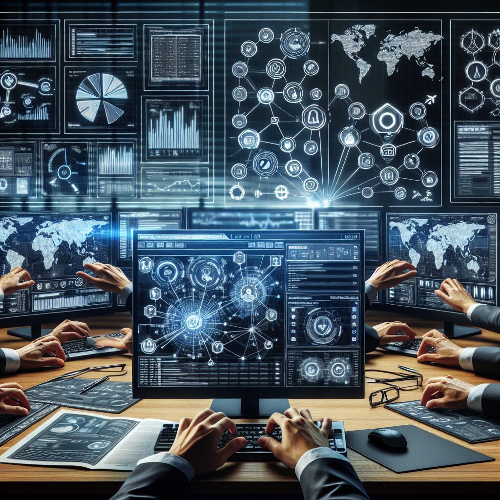 Modern systems displaying SEO tool integration dashboards, multilingual data panels, and automation workflows in a tech environment.